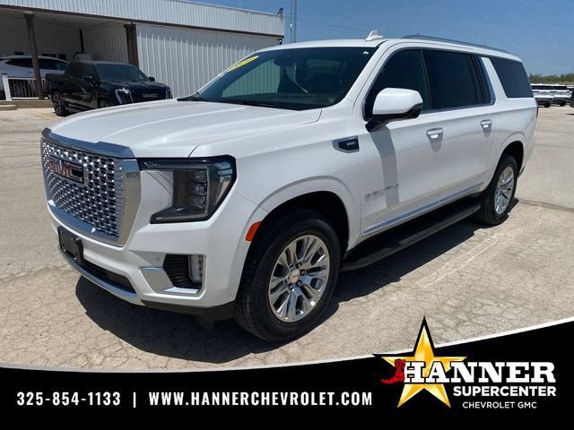 2024 GMC Yukon XL Denali in White Frost Tricoat — front three-quarter view