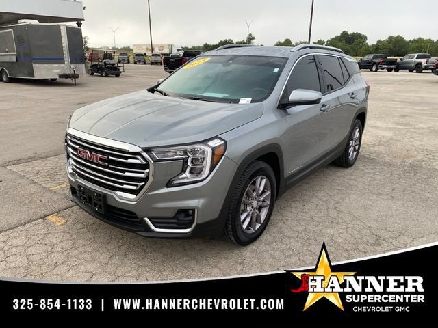 2023 GMC Terrain SLT in Sterling Metallic — front three-quarter view