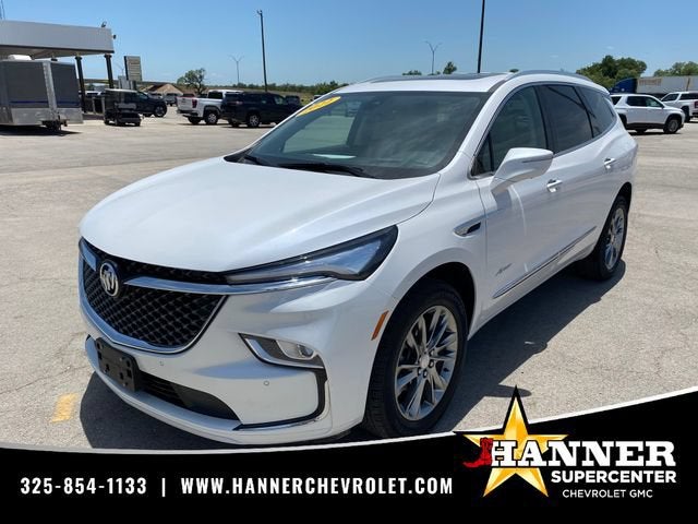 2022 Buick Enclave Avenir in White Frost Tricoat — front three-quarter view